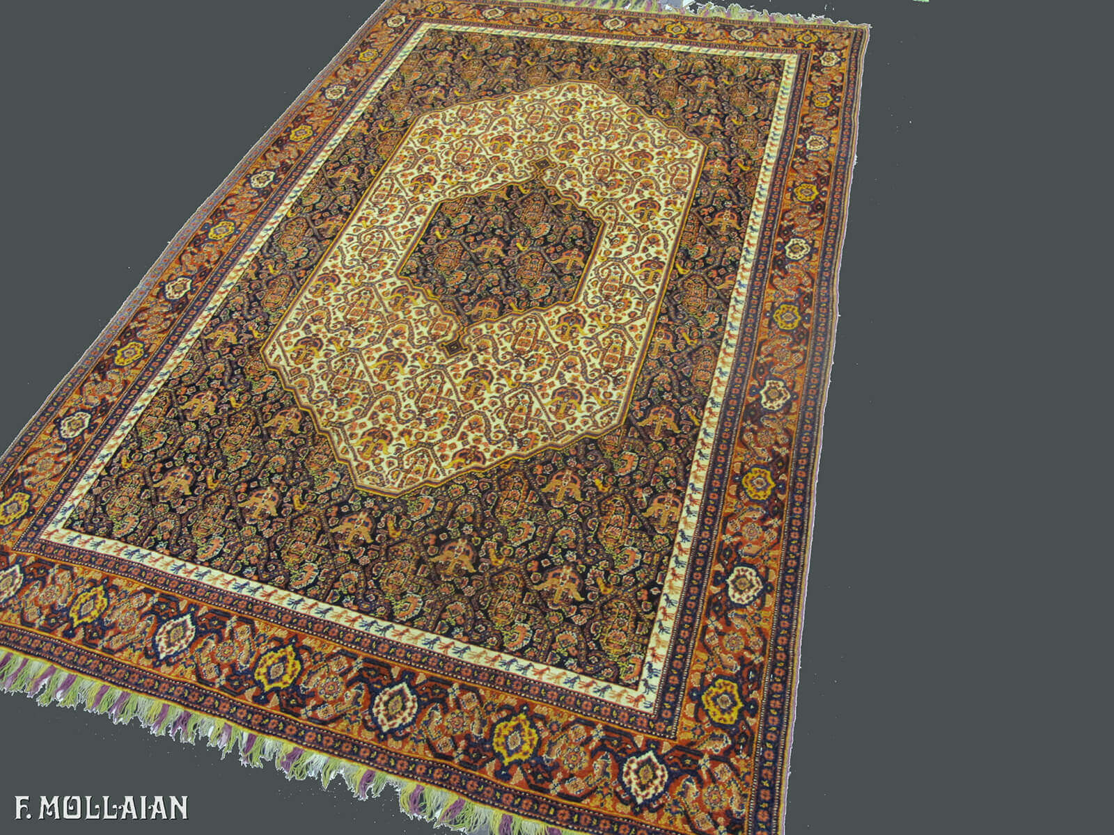 Antique Persian Senneh Warp Silk Rug n°:45061949